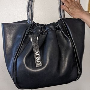 XOXO Large Black Faux Leather Shoulder Bag